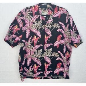 VTG Paradise Found Hawaiian Shirt Mens XL Magnum PI Parrot Floral Aloha USA